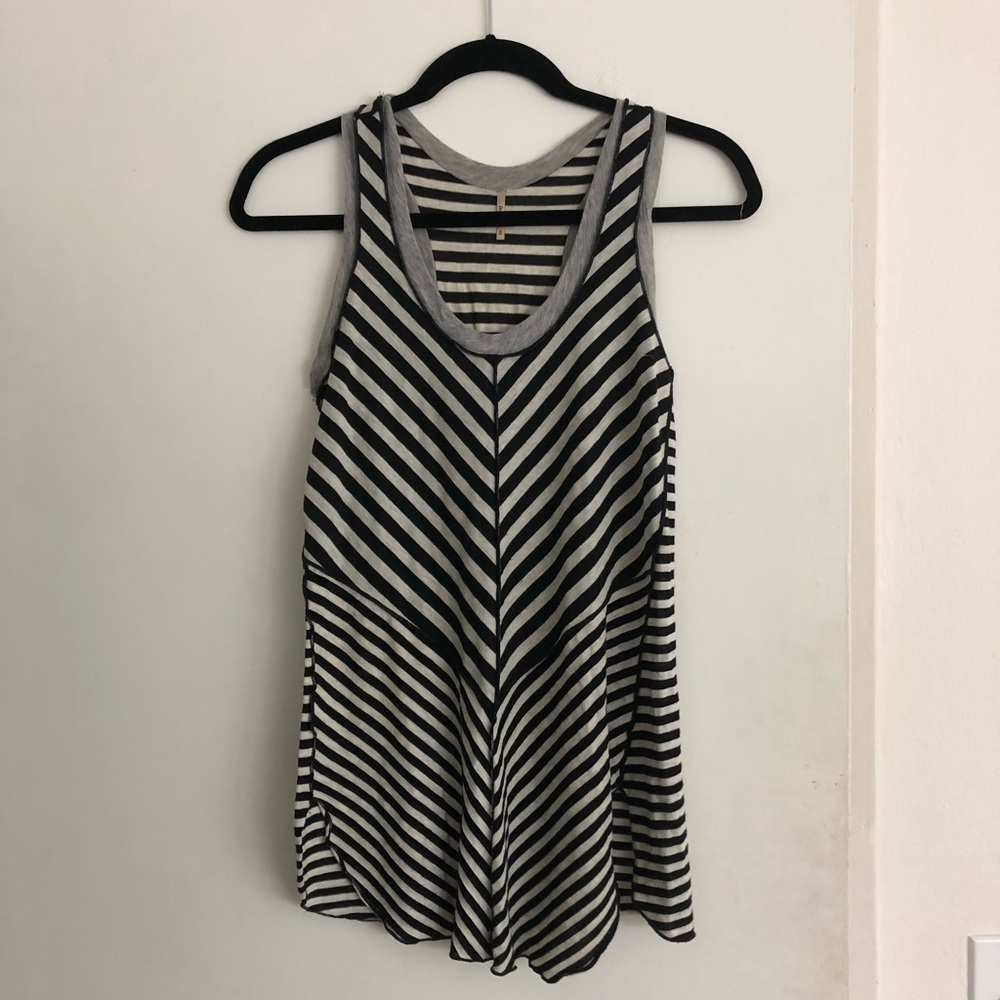 Striped V neck Razorback tank top from boutique.